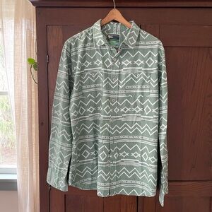 Green Patterned Button-Up Shirt